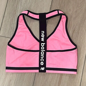 New Balance V-Neck Logo T-Back Sports Bra in Electric Pink Women’s XL